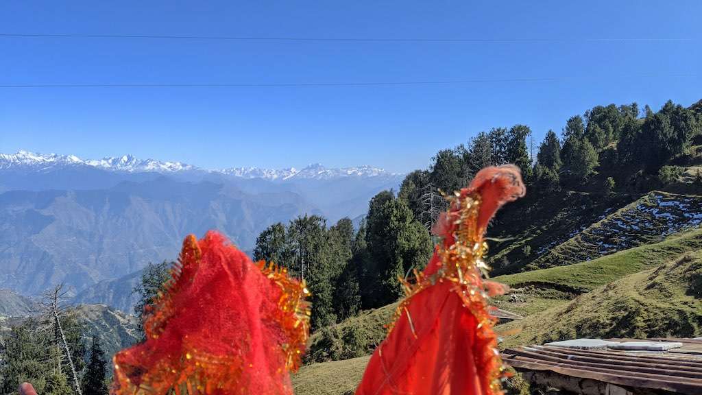 A view of Manimahesh from the Paoloni mata temple premises at Dainkund