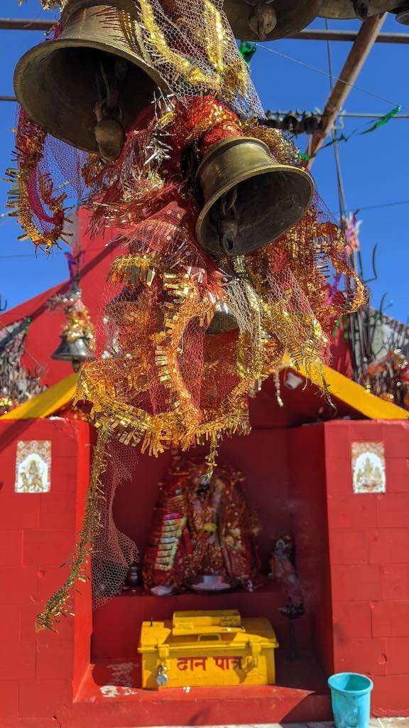 The pedestal with the idol of Goddess Paoloni mata at the temple in Dainkund