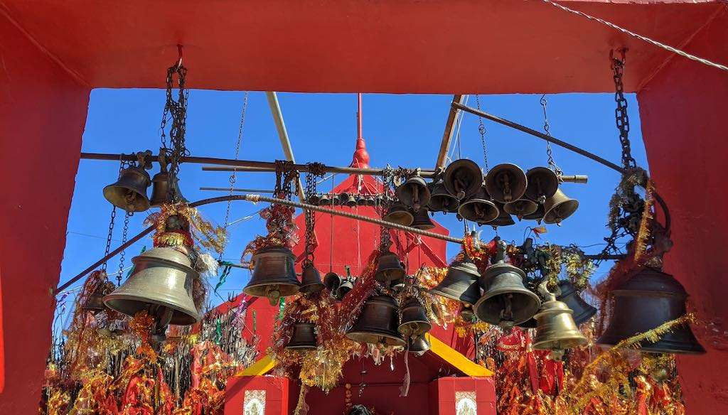 Temple bells of Paoloni Mata temple at Dainkund in Himachal